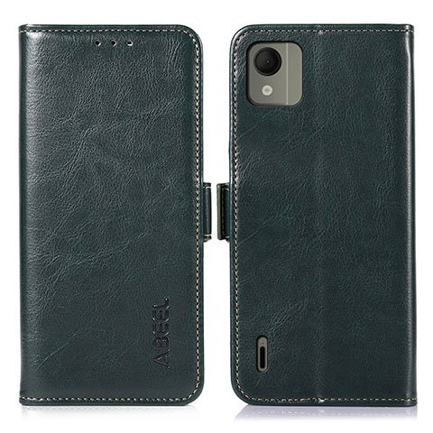 Funda de Cuero Cartera con Soporte Carcasa A07D para Nokia C110 Verde