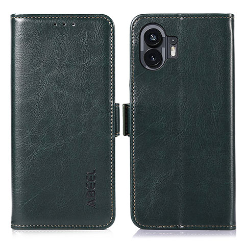 Funda de Cuero Cartera con Soporte Carcasa A07D para Nothing Phone 2 Verde