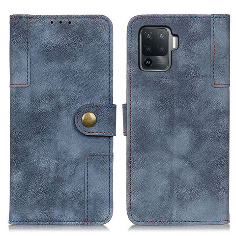 Funda de Cuero Cartera con Soporte Carcasa A07D para Oppo Reno5 F Azul