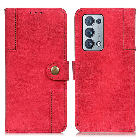 Funda de Cuero Cartera con Soporte Carcasa A07D para Oppo Reno6 Pro 5G Rojo