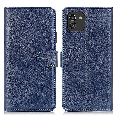 Funda de Cuero Cartera con Soporte Carcasa A07D para Samsung Galaxy A03 Azul