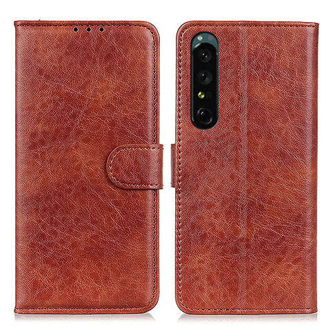 Funda de Cuero Cartera con Soporte Carcasa A07D para Sony Xperia 1 V Marron