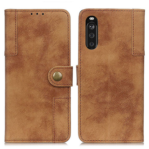 Funda de Cuero Cartera con Soporte Carcasa A07D para Sony Xperia 10 III Marron