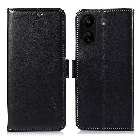 Funda de Cuero Cartera con Soporte Carcasa A07D para Xiaomi Poco C65 Negro