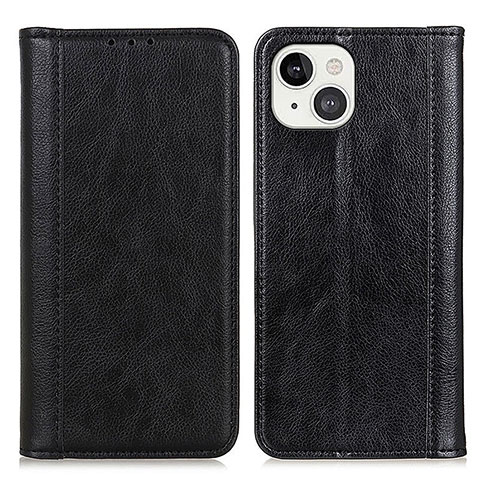 Funda de Cuero Cartera con Soporte Carcasa A08 para Apple iPhone 15 Plus Negro