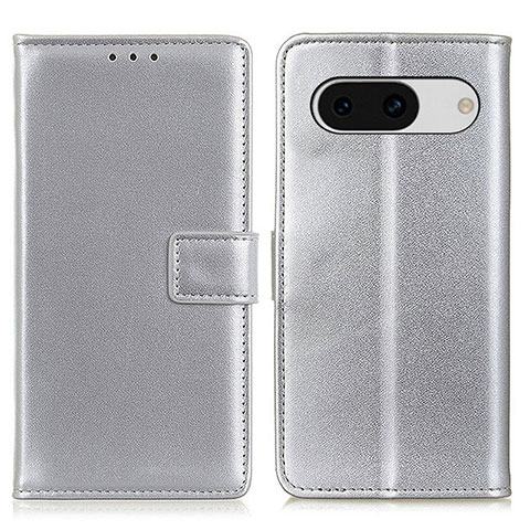 Funda de Cuero Cartera con Soporte Carcasa A08D para Google Pixel 8a 5G Plata