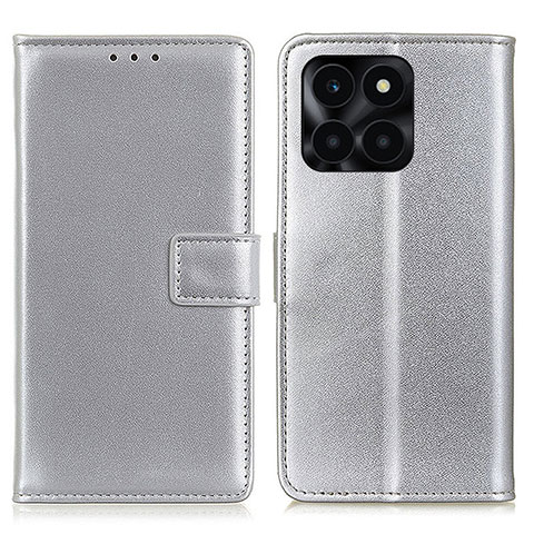 Funda de Cuero Cartera con Soporte Carcasa A08D para Huawei Honor X8b Plata