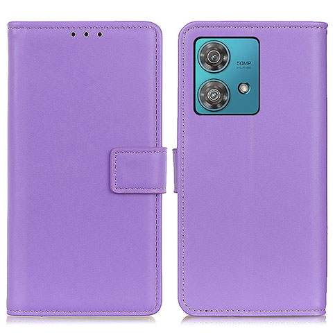 Funda de Cuero Cartera con Soporte Carcasa A08D para Motorola Moto Edge 40 Neo 5G Morado