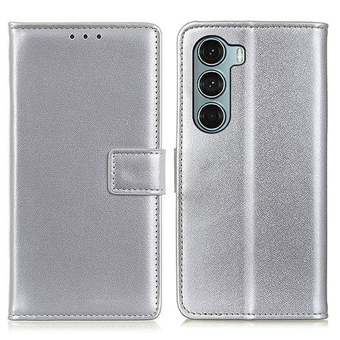 Funda de Cuero Cartera con Soporte Carcasa A08D para Motorola Moto Edge S30 5G Plata