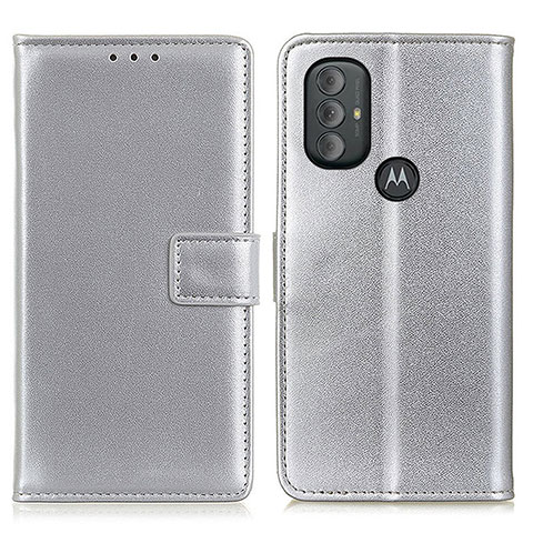 Funda de Cuero Cartera con Soporte Carcasa A08D para Motorola Moto G Power (2022) Plata