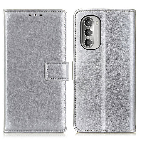 Funda de Cuero Cartera con Soporte Carcasa A08D para Motorola Moto G Stylus (2022) 4G Plata