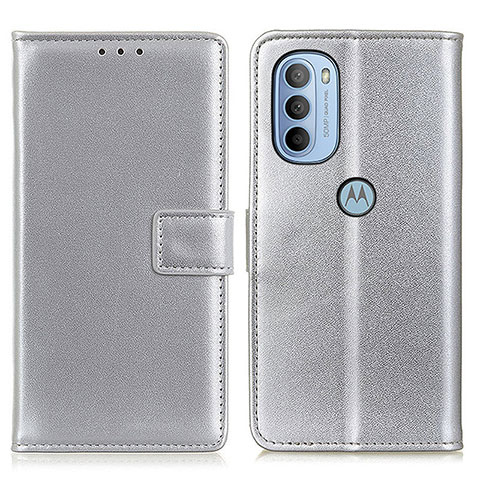 Funda de Cuero Cartera con Soporte Carcasa A08D para Motorola Moto G41 Plata