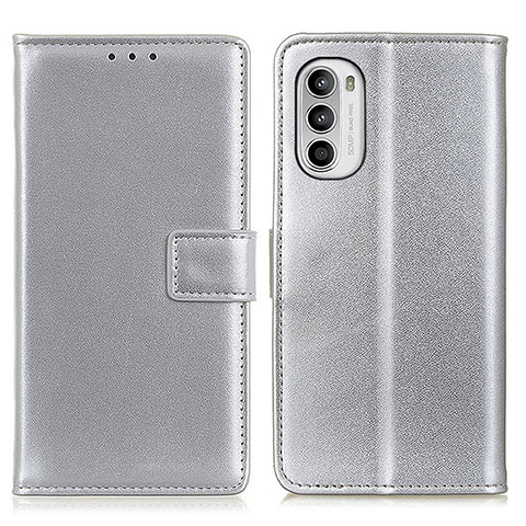 Funda de Cuero Cartera con Soporte Carcasa A08D para Motorola MOTO G52 Plata