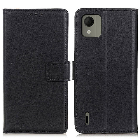 Funda de Cuero Cartera con Soporte Carcasa A08D para Nokia C110 Negro