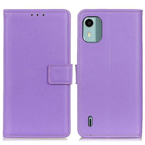 Funda de Cuero Cartera con Soporte Carcasa A08D para Nokia C12 Morado