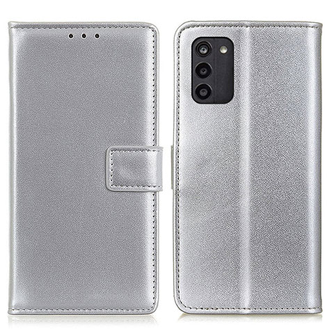 Funda de Cuero Cartera con Soporte Carcasa A08D para Nokia G100 Plata