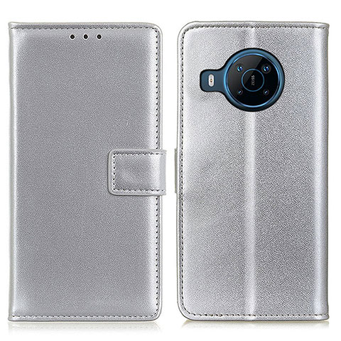 Funda de Cuero Cartera con Soporte Carcasa A08D para Nokia X100 5G Plata