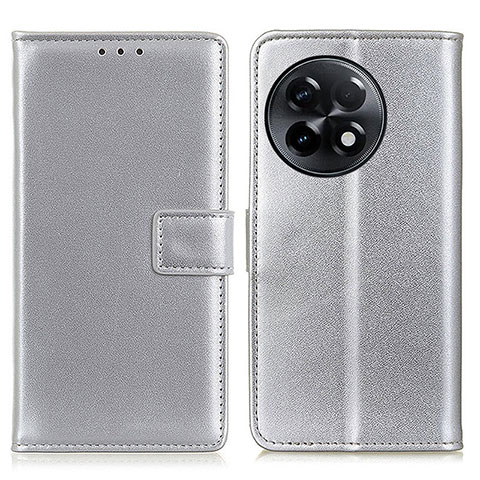 Funda de Cuero Cartera con Soporte Carcasa A08D para OnePlus Ace 2 5G Plata