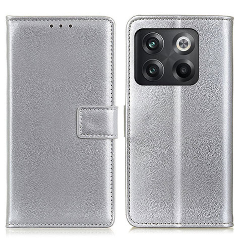 Funda de Cuero Cartera con Soporte Carcasa A08D para OnePlus Ace Pro 5G Plata