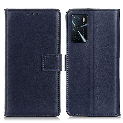 Funda de Cuero Cartera con Soporte Carcasa A08D para Oppo A16 Azul