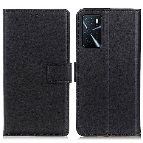 Funda de Cuero Cartera con Soporte Carcasa A08D para Oppo A16 Negro