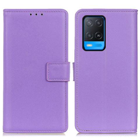 Funda de Cuero Cartera con Soporte Carcasa A08D para Oppo A54 4G Morado