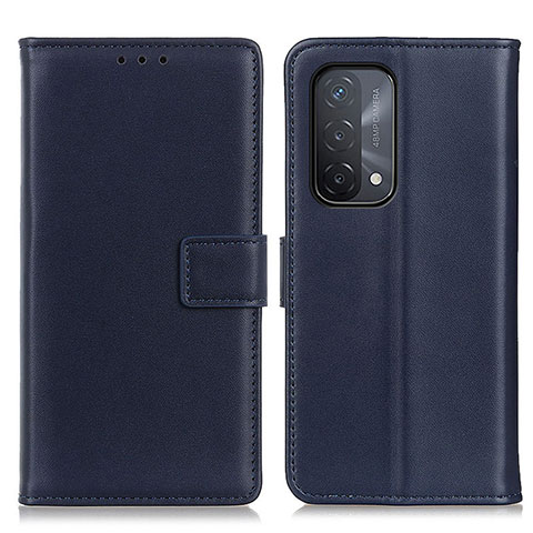 Funda de Cuero Cartera con Soporte Carcasa A08D para Oppo A74 5G Azul