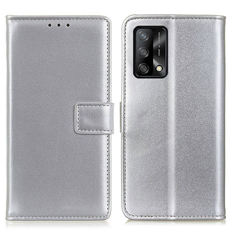 Funda de Cuero Cartera con Soporte Carcasa A08D para Oppo A95 4G Plata