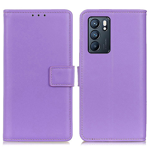 Funda de Cuero Cartera con Soporte Carcasa A08D para Oppo Reno6 5G Morado