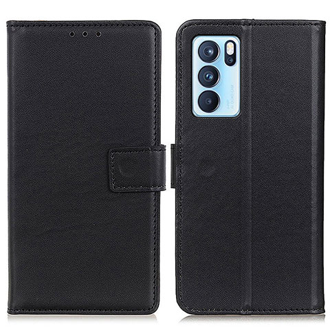 Funda de Cuero Cartera con Soporte Carcasa A08D para Oppo Reno6 Pro 5G India Negro