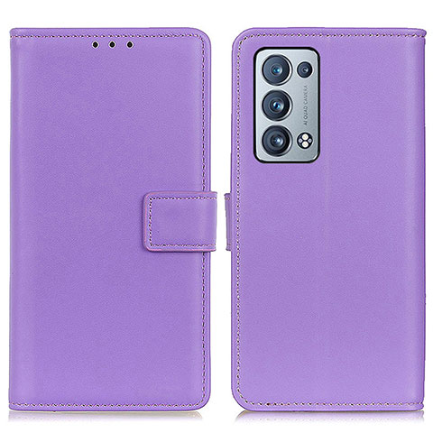 Funda de Cuero Cartera con Soporte Carcasa A08D para Oppo Reno6 Pro 5G Morado