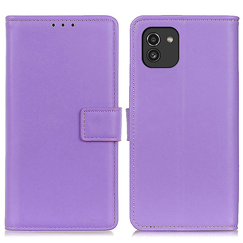 Funda de Cuero Cartera con Soporte Carcasa A08D para Samsung Galaxy A03 Plata