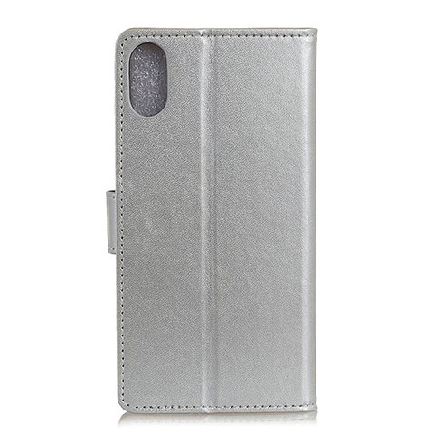 Funda de Cuero Cartera con Soporte Carcasa A08D para Samsung Galaxy A21 SC-42A Plata