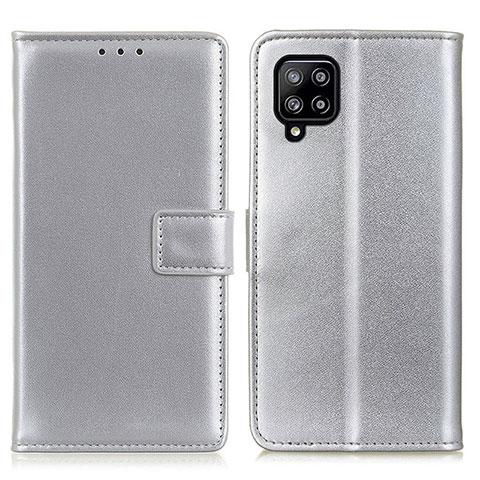 Funda de Cuero Cartera con Soporte Carcasa A08D para Samsung Galaxy A22 4G Plata