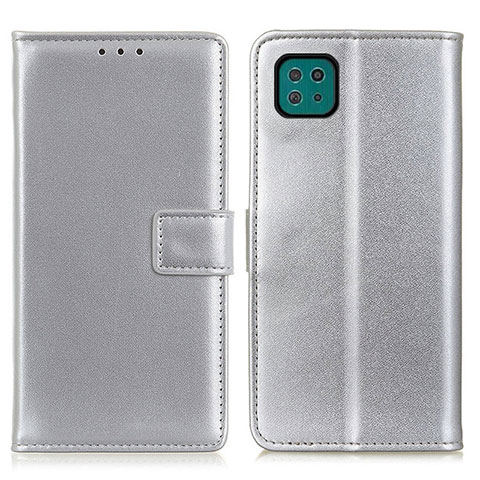 Funda de Cuero Cartera con Soporte Carcasa A08D para Samsung Galaxy A22s 5G Plata