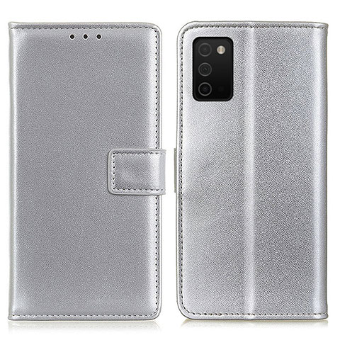 Funda de Cuero Cartera con Soporte Carcasa A08D para Samsung Galaxy M02s Plata