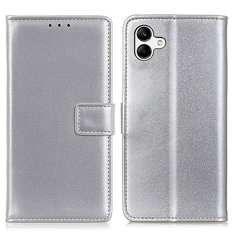 Funda de Cuero Cartera con Soporte Carcasa A08D para Samsung Galaxy M04 Plata