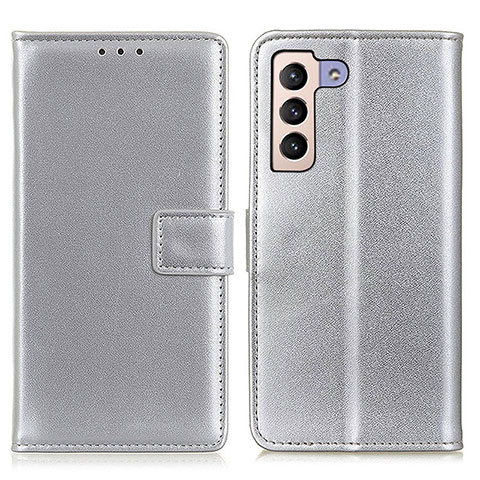 Funda de Cuero Cartera con Soporte Carcasa A08D para Samsung Galaxy S23 5G Plata