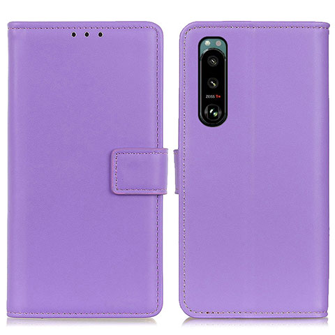 Funda de Cuero Cartera con Soporte Carcasa A08D para Sony Xperia 5 III SO-53B Morado