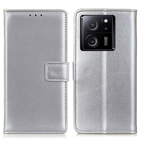 Funda de Cuero Cartera con Soporte Carcasa A08D para Xiaomi Mi 13T 5G Plata