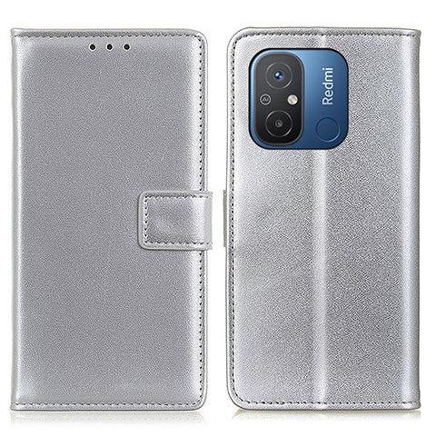 Funda de Cuero Cartera con Soporte Carcasa A08D para Xiaomi Redmi 11A 4G Plata