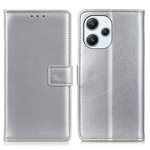 Funda de Cuero Cartera con Soporte Carcasa A08D para Xiaomi Redmi 12 4G Plata