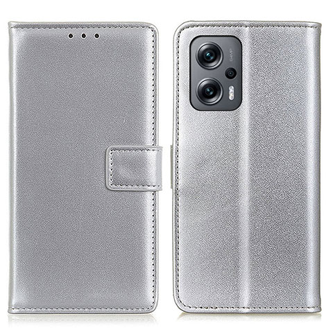 Funda de Cuero Cartera con Soporte Carcasa A08D para Xiaomi Redmi Note 12 Turbo 5G Plata