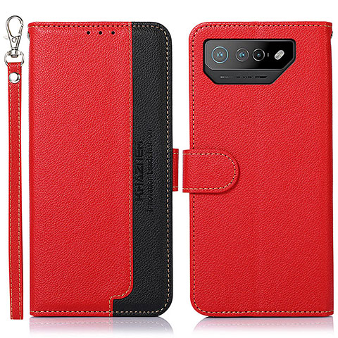 Funda de Cuero Cartera con Soporte Carcasa A09D para Asus ROG Phone 7 Ultimate Rojo