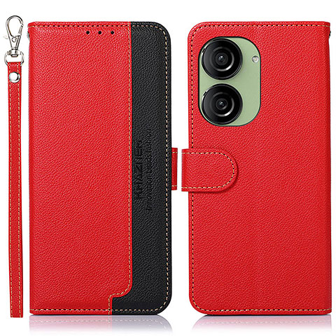 Funda de Cuero Cartera con Soporte Carcasa A09D para Asus ZenFone 10 Rojo