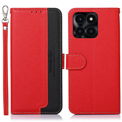 Funda de Cuero Cartera con Soporte Carcasa A09D para Huawei Honor X6a Rojo