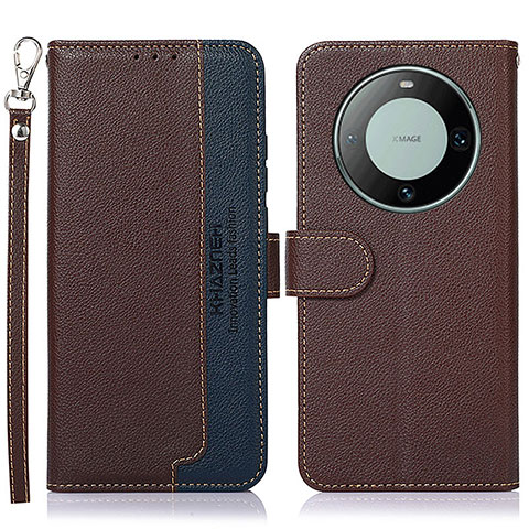 Funda de Cuero Cartera con Soporte Carcasa A09D para Huawei Mate 60 Marron