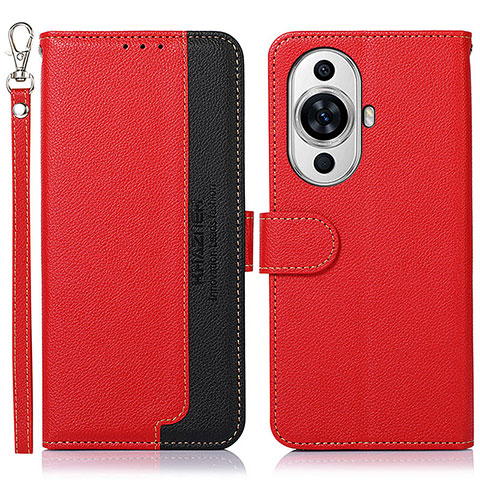 Funda de Cuero Cartera con Soporte Carcasa A09D para Huawei Nova 11 Pro Rojo