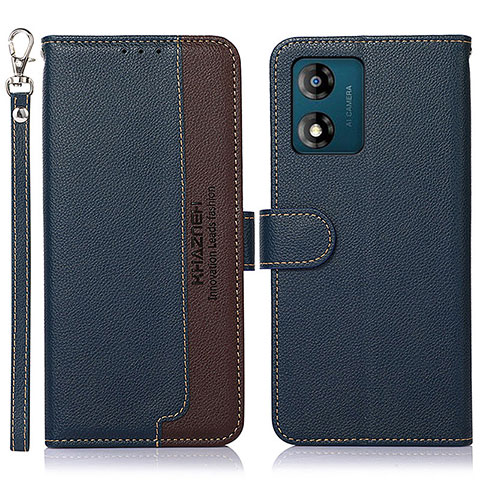 Funda de Cuero Cartera con Soporte Carcasa A09D para Motorola Moto E13 Azul