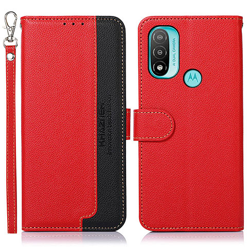 Funda de Cuero Cartera con Soporte Carcasa A09D para Motorola Moto E20 Rojo